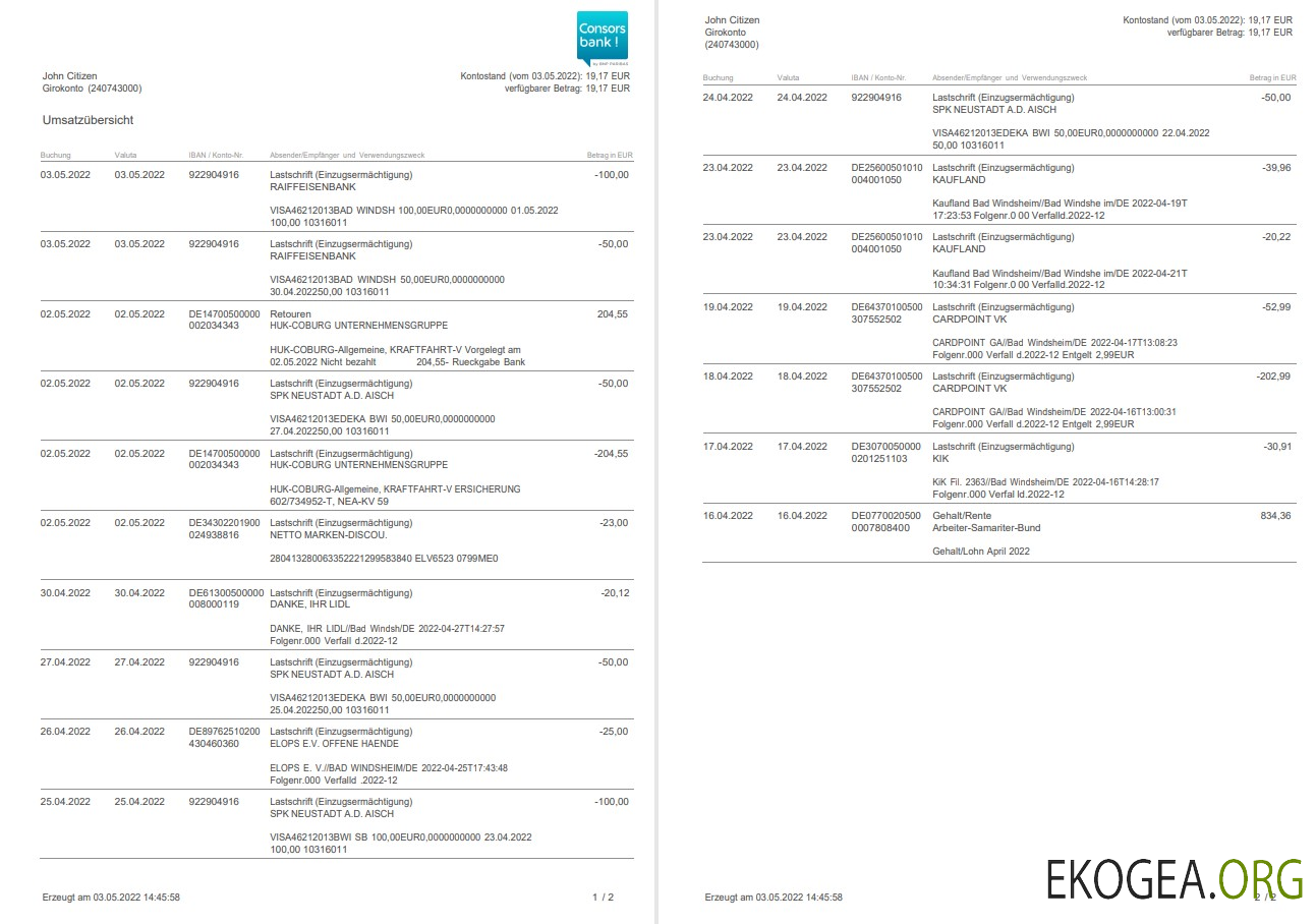 Relevé Consorsbank Allemagne 2 pages
